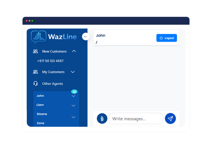 WhatsApp Business API dashboard for customer management, sending messages, and business messaging automation